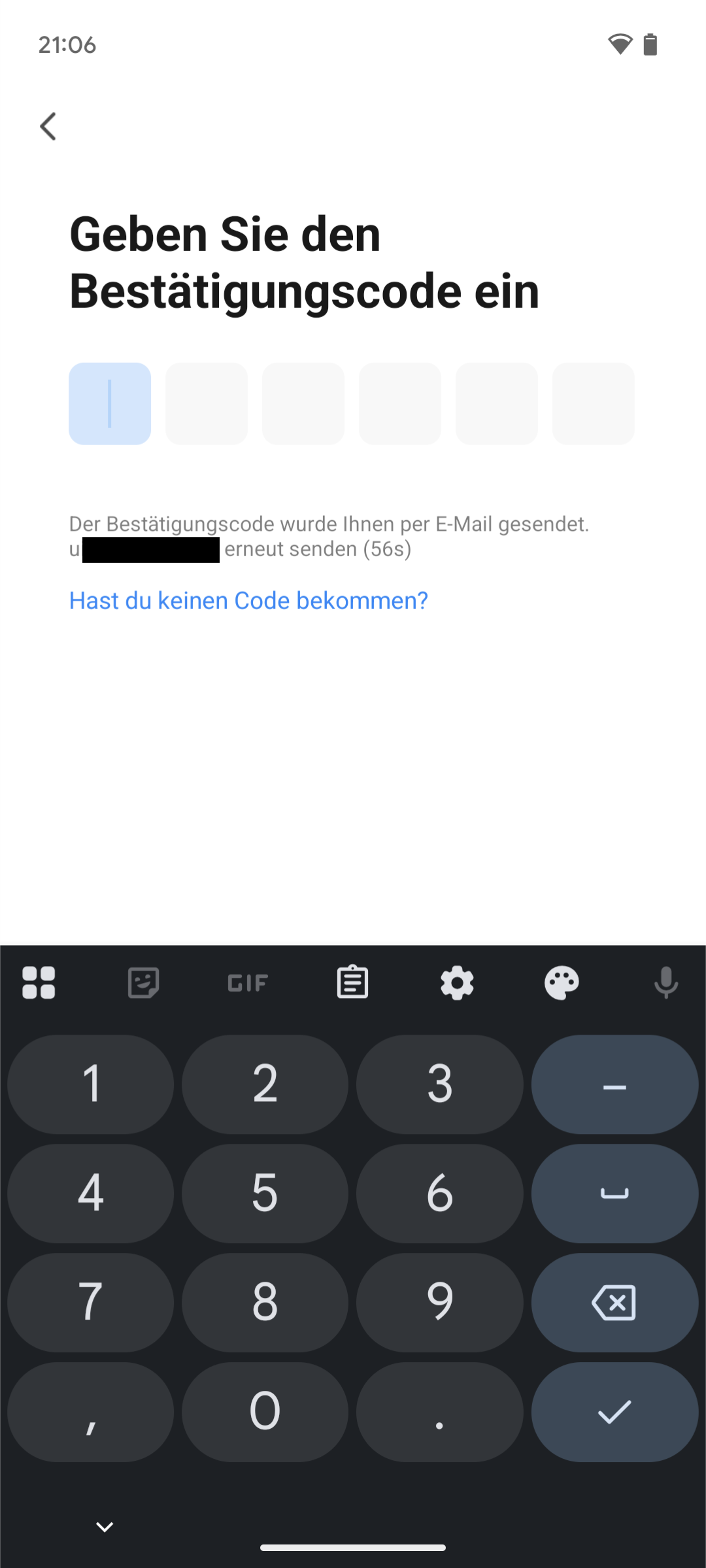 Kontoerstellung - E-Mail Bestätigung