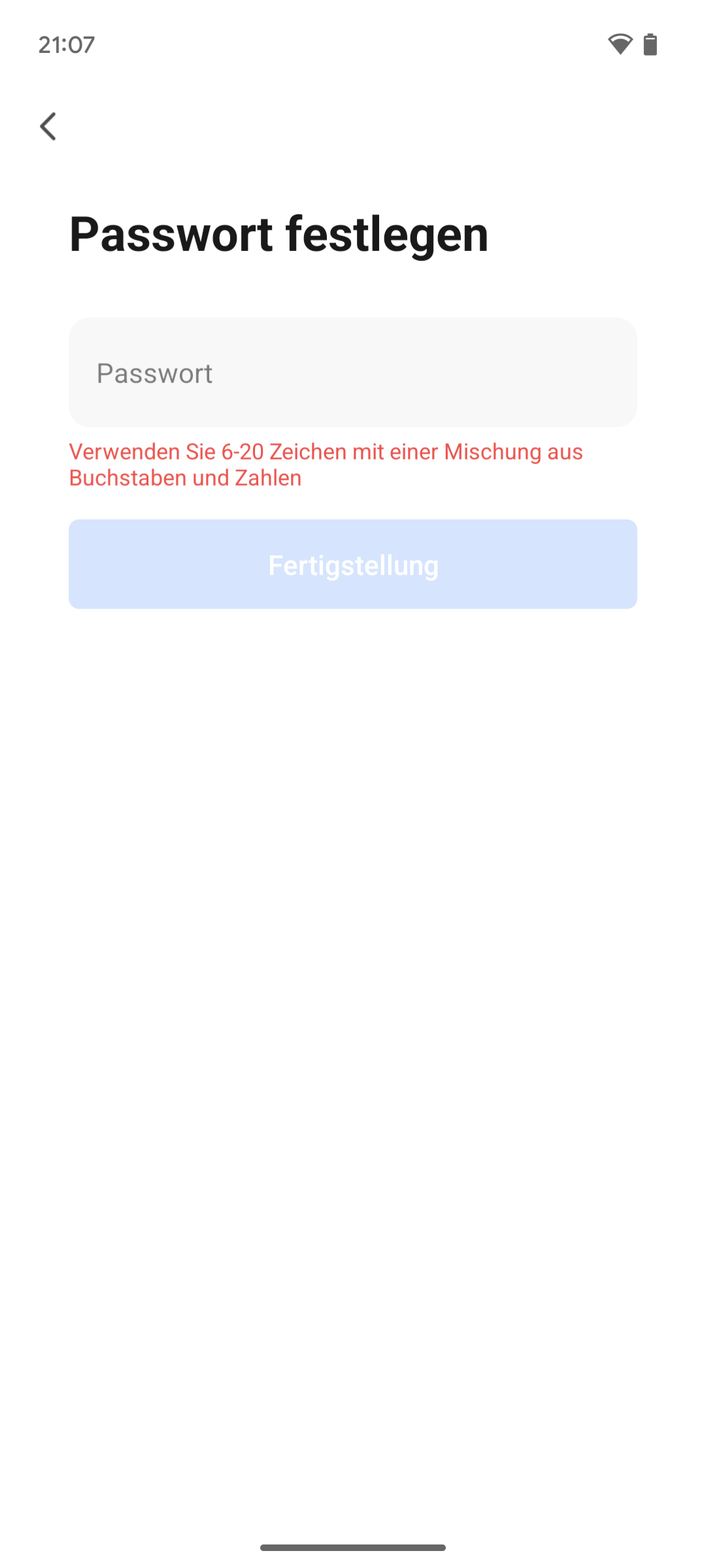 Kontoerstellung - Passwort
