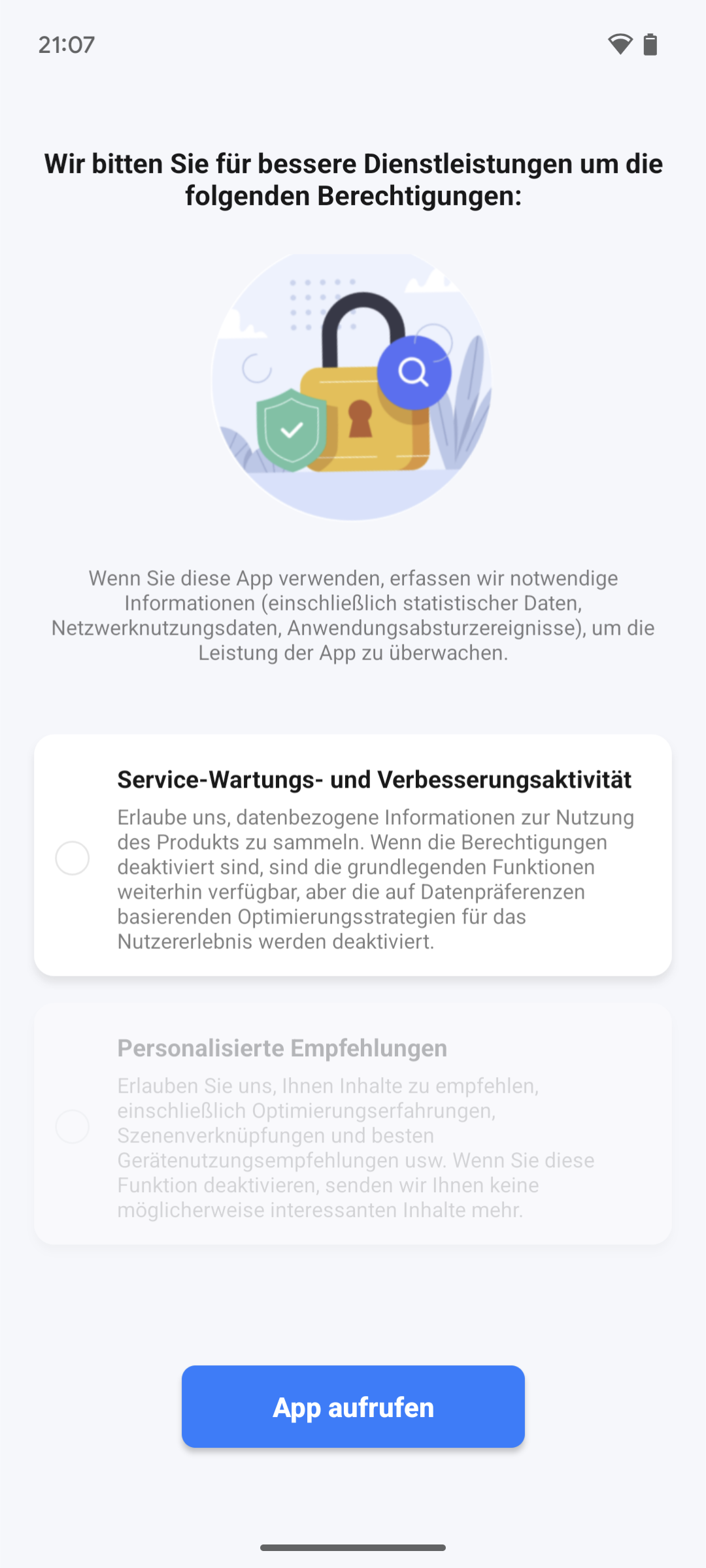 Kontoerstellung - Opt-In Analytics