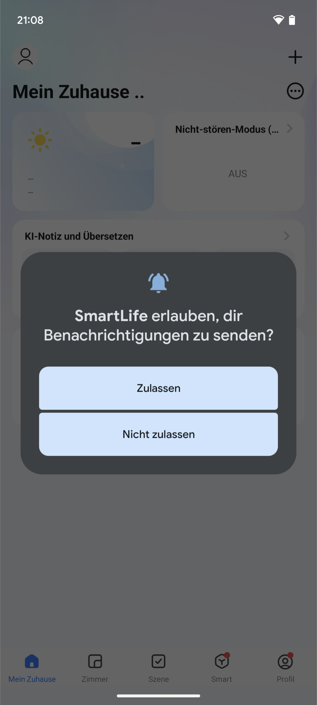 Einrichtung - Berechtigung: Push-Benachrichtigungen