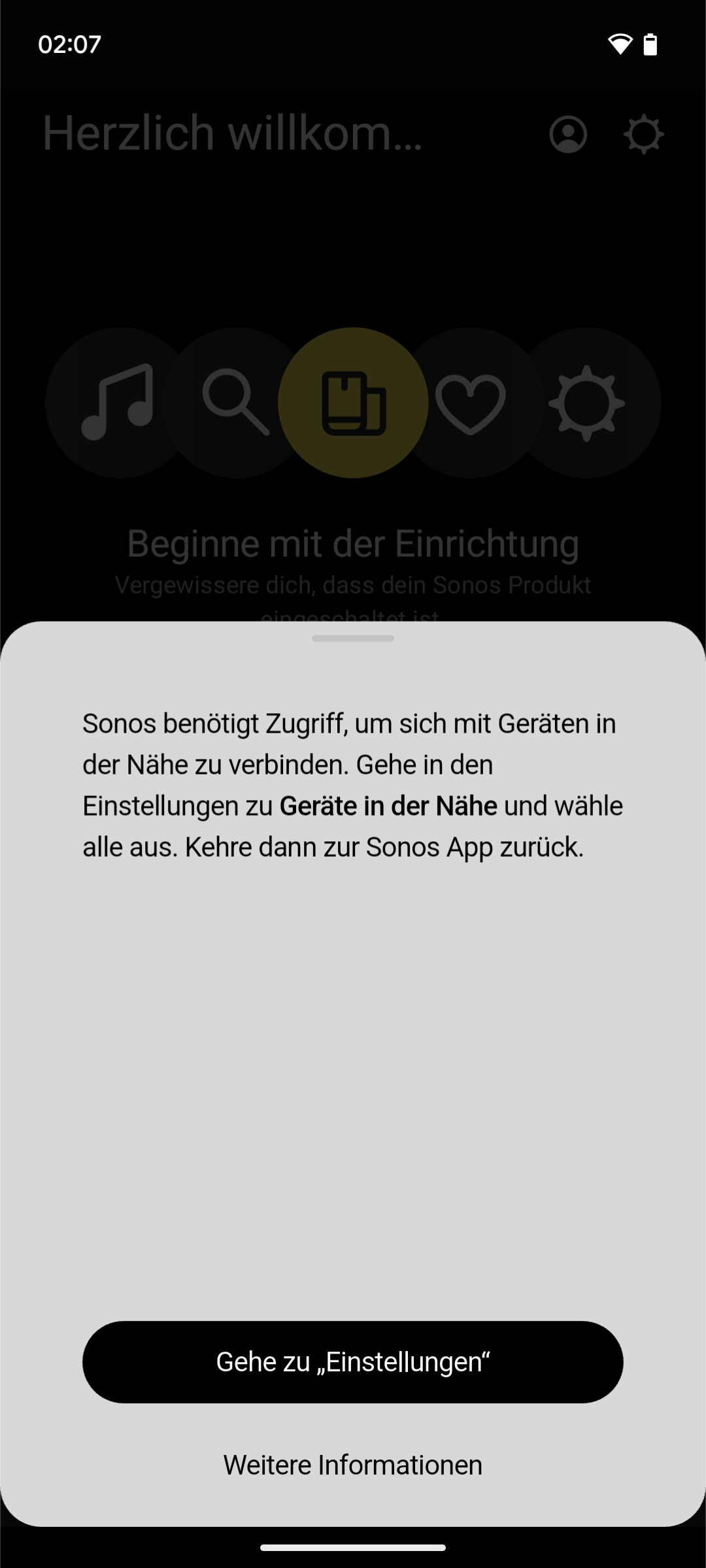 Einrichtung - Benötigte Berechtigung 'Geräte in der Nähe'